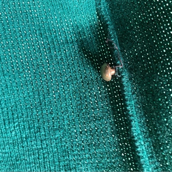 Laura Daniels Petite Y2K Emerald Green Acrylic Cardigan Sweater Gold Size Medium - Picture 11 of 12